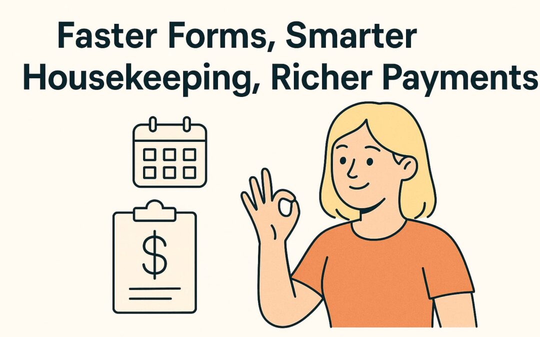 Faster Forms, Smarter Housekeeping, Richer Payments
