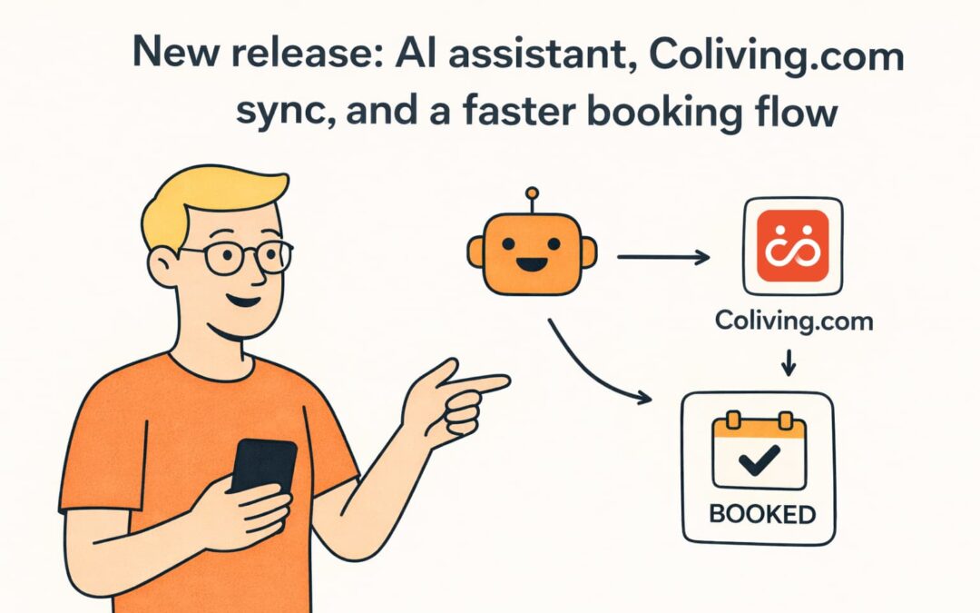 New release: AI assistant, Coliving.com sync, and a faster booking flow