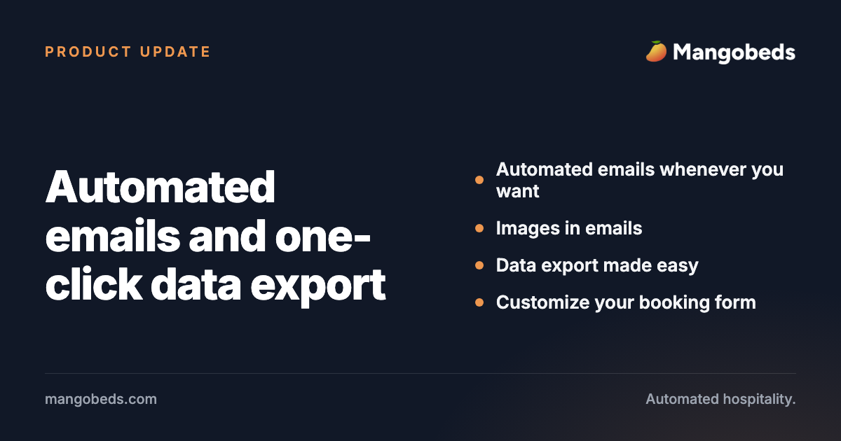 Automated emails, data export and more