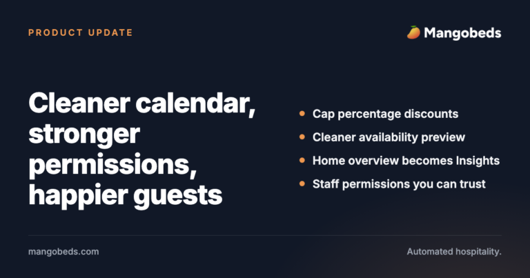 Make it clear, make it fast. Cleaner calendar, stronger permissions, happier guests