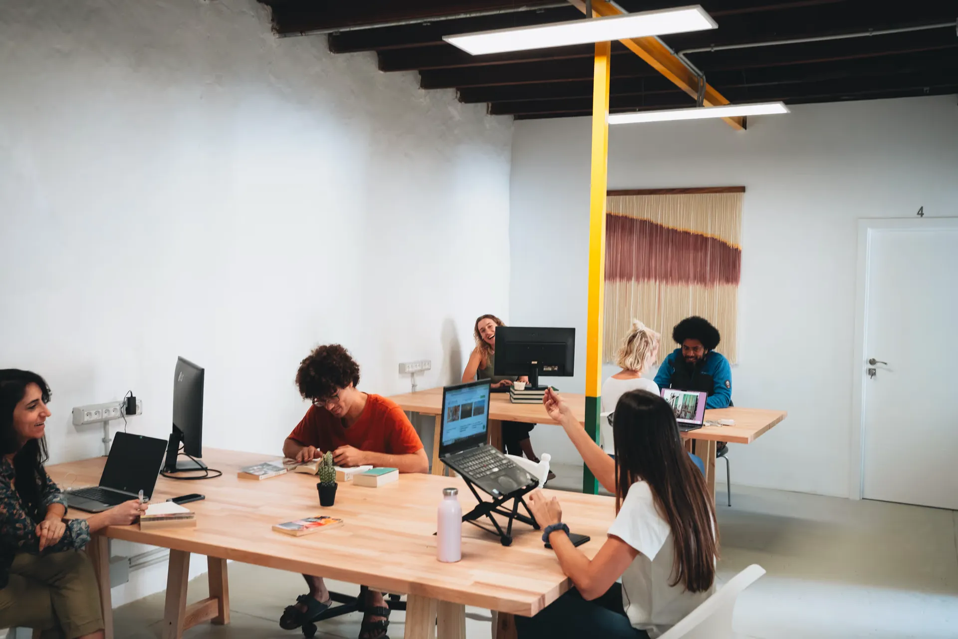 Coworking room at Cactus, a coliving in the Canary Islands